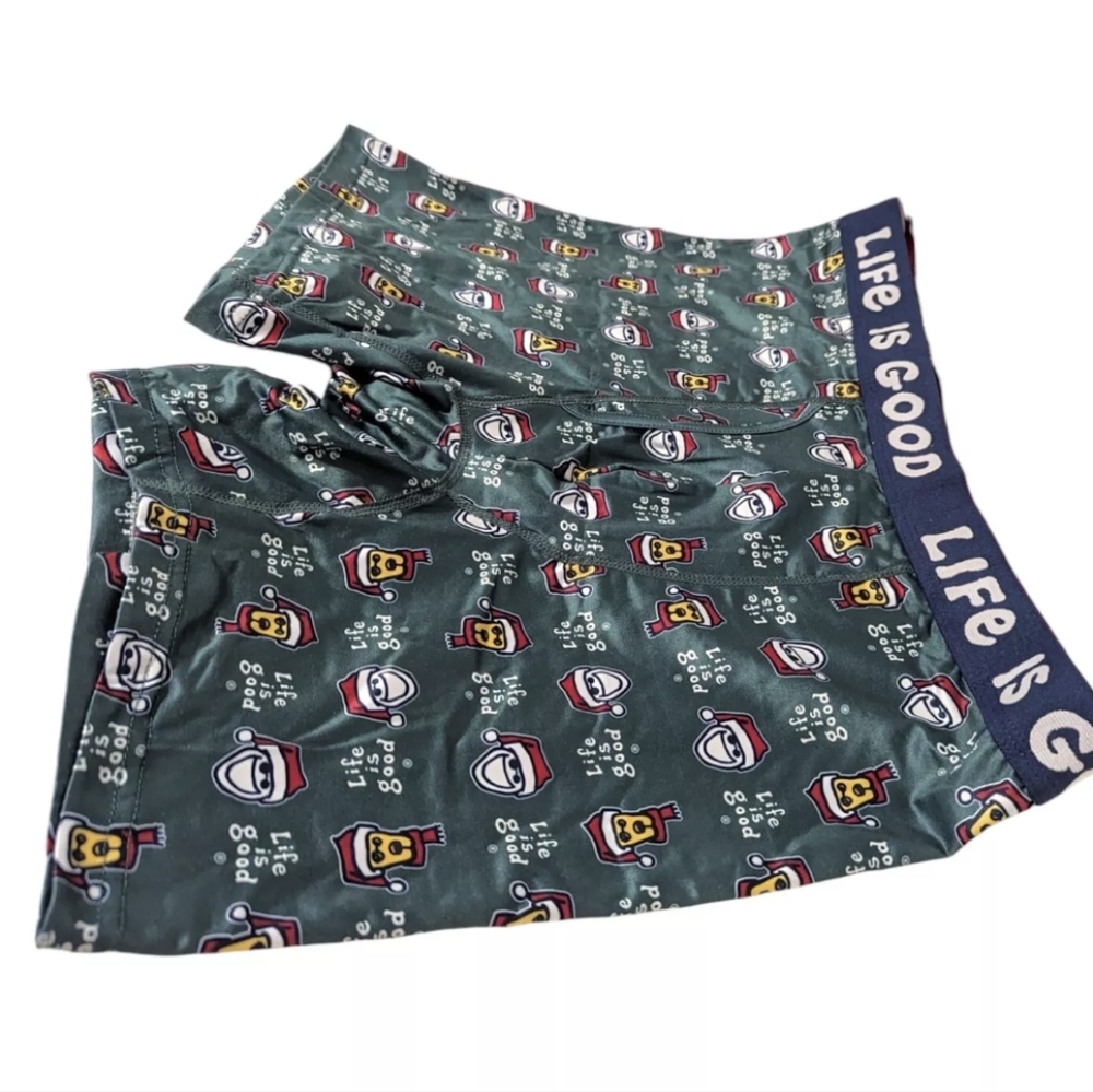 Life Is Good Underwear Men's Boxer Briefs Green Adult Fly Pouch Holiday Size L - Picture 3 of 6